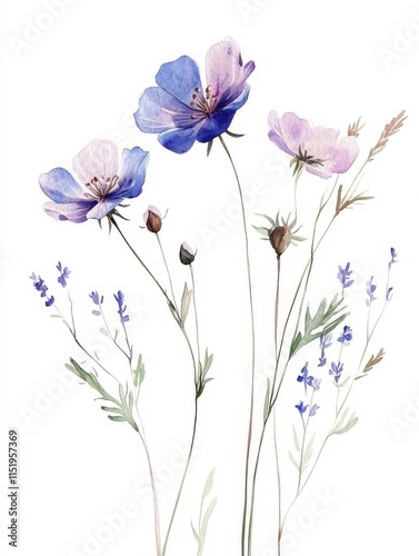 Elegant Watercolor Floral Bouquet with Colorful Flowers