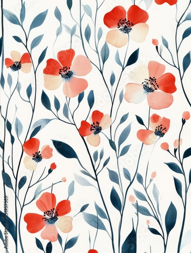 Elegant Watercolor Floral Bouquet with Colorful Flowers