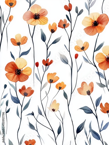 Elegant Watercolor Floral Bouquet with Colorful Flowers