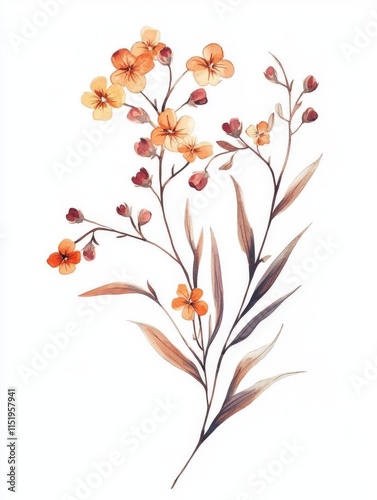 Elegant Watercolor Floral Bouquet with Colorful Flowers