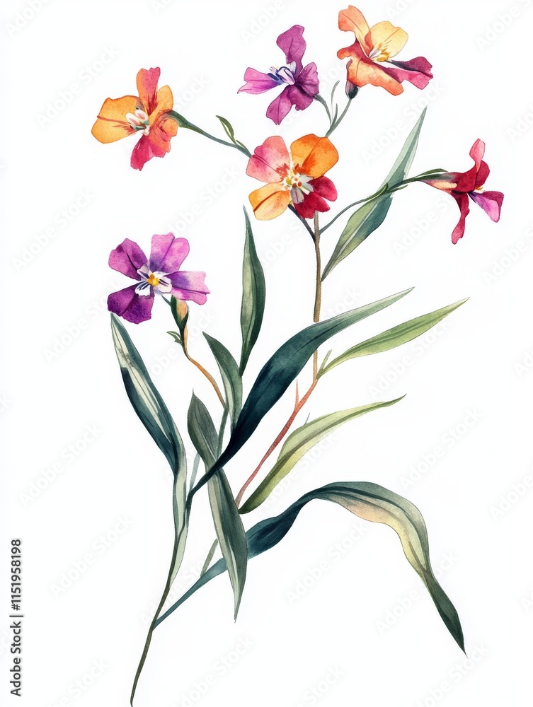 Obraz premium Elegant Watercolor Floral Bouquet with Colorful Flowers