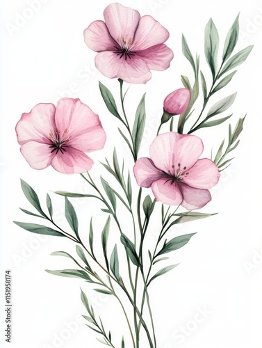 Elegant Watercolor Floral Bouquet with Colorful Flowers