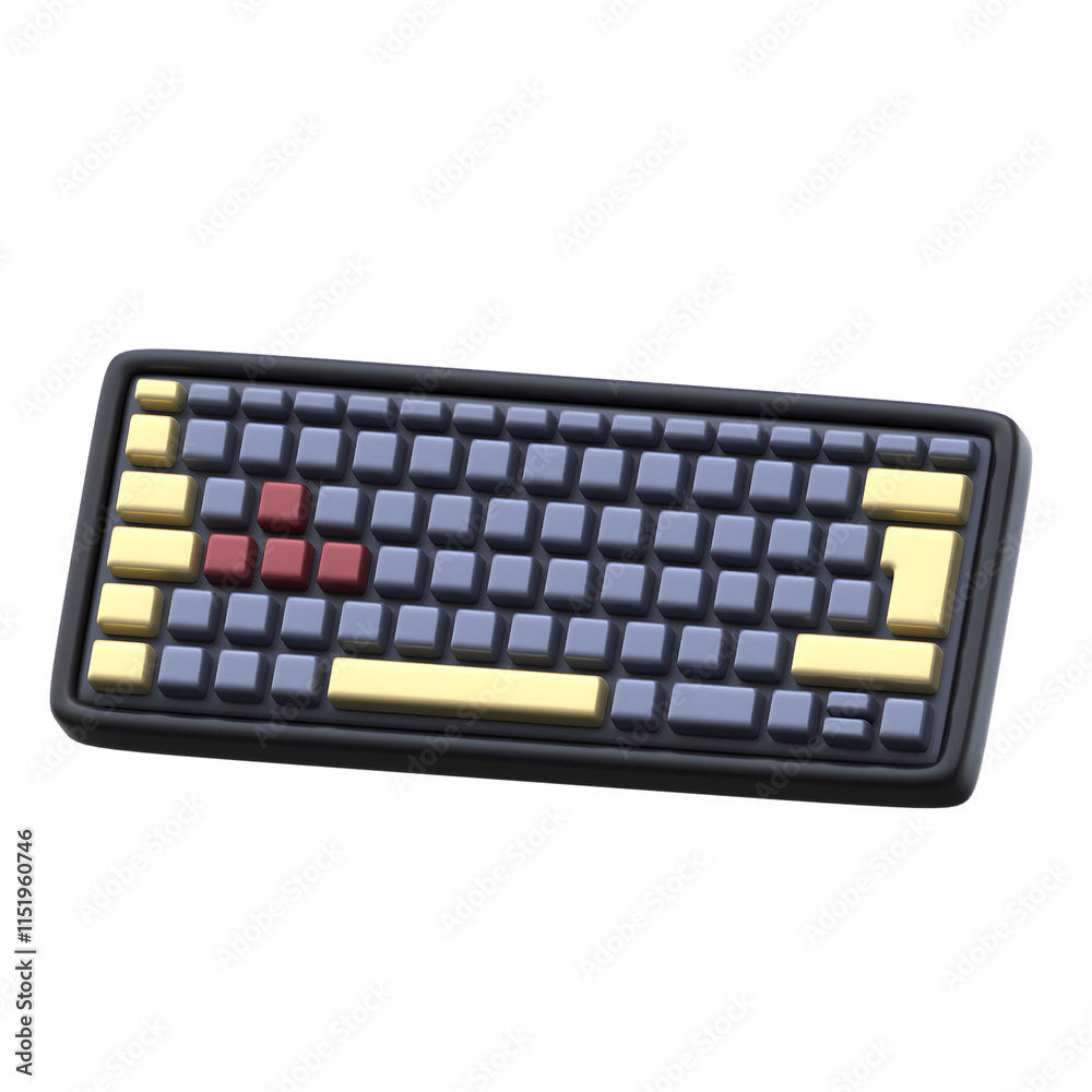 Keyboard 3D Icon, representing advanced typing technology and ergonomic design for enhanced user experience Keyboard 3D Icon, representing advanced typing technology and ergonomic design for enhanced user experience