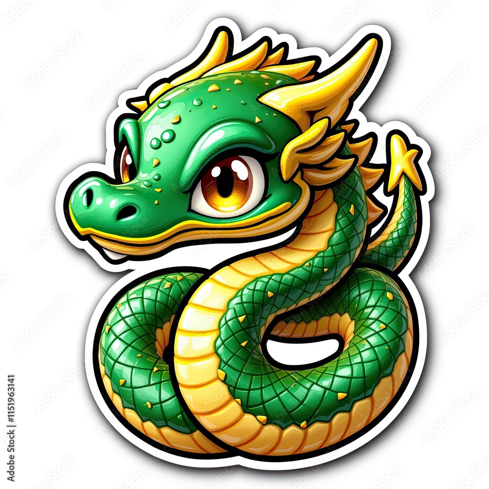 Obraz premium Vibrant and Playful Cartoon Dragon Illustration Representing Fantasy and Adventure Themes