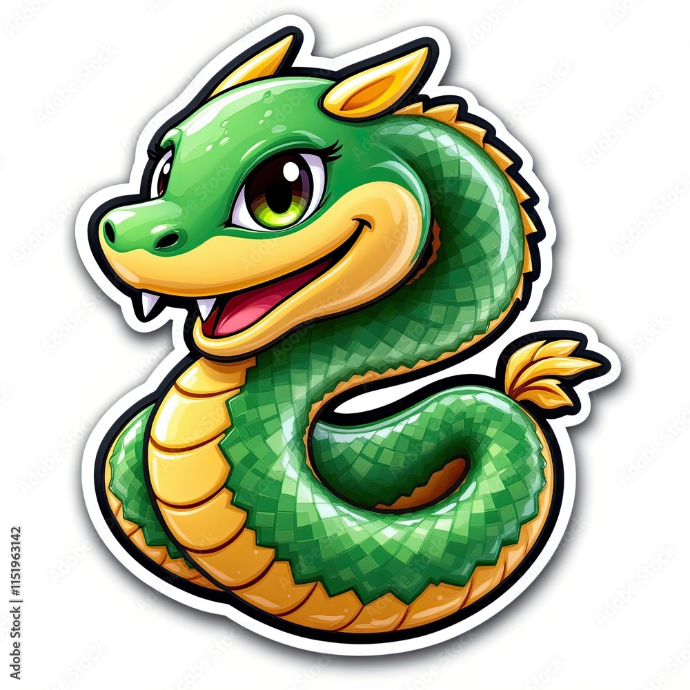Obraz premium Colorful Cartoon Dragon Illustration with a Playful Expression and Vibrant Details