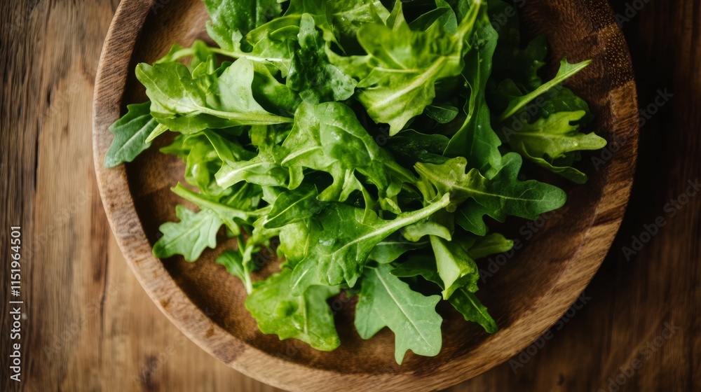 Fresh Green Salad Leaves on Wooden Plate - A Healthy and Delicious Meal Fresh Green Salad Leaves on Wooden Plate - A Healthy and Delicious Meal