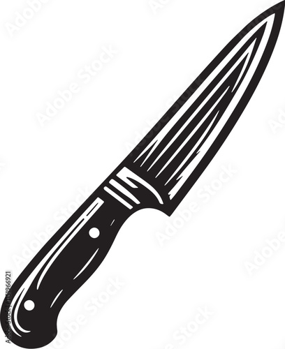 Paring Knife Silhouette line art vector illustration on white background