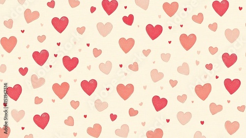 Wallpaper Mural Creative Happy Valentine's Day Greeting with cute pink hearts, simple pattern on beige background for sale, advertisement, flyer, postcard, greeting card, flyer, banner, social media. Torontodigital.ca
