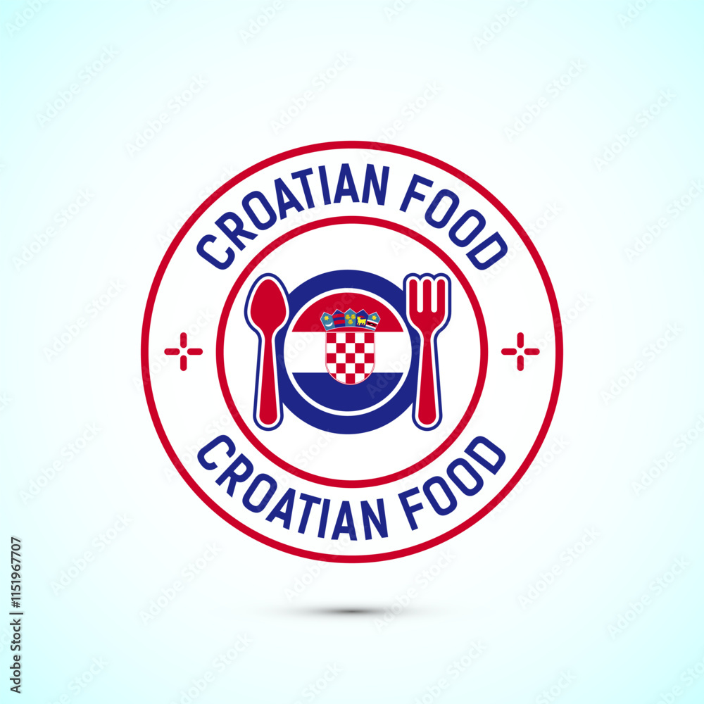 Croatian food icon badge with flag, suitable for restaurant business Croatian food icon badge with flag, suitable for restaurant business