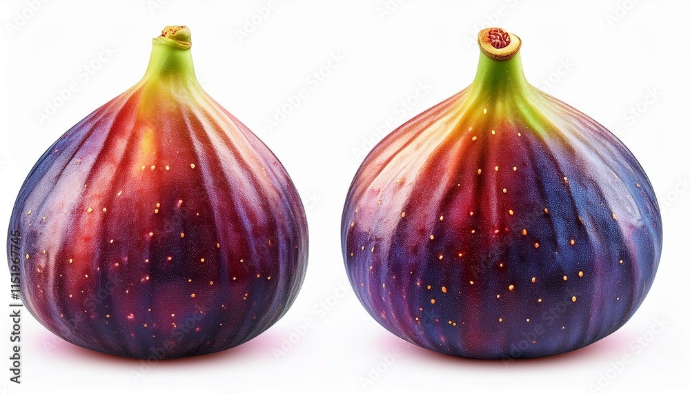 Obraz premium Generated imageDeep purple figs with intricate texture and fresh vibrancy stand out against a clean white background.