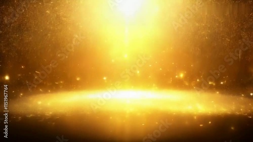 A radiant display of golden particles sparkling and shimmering in a luxurious background, evoking the glamour and elegance of the Oscars.