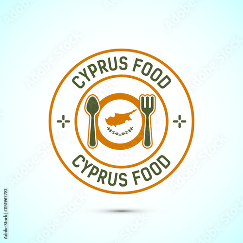 Cyprus food icon badge with flag, suitable for restaurant business