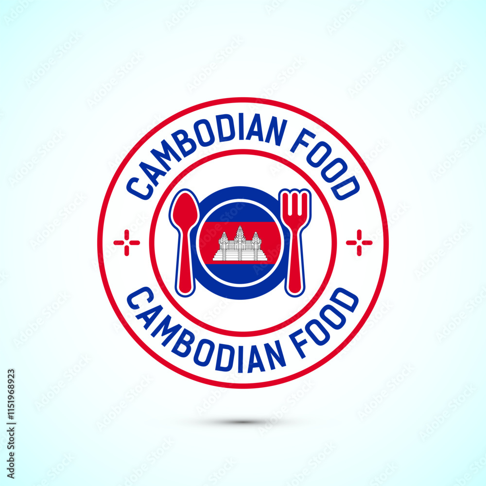 Cambodian food icon badge with flag, suitable for restaurant business Cambodian food icon badge with flag, suitable for restaurant business