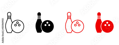 Bowling pins with ball icon. Bowling game sign. Skittles with ball symbol. Bowling club, tournaments illustration.