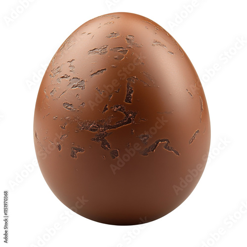 milk chocolate easter egg with crackled texture on white background photo