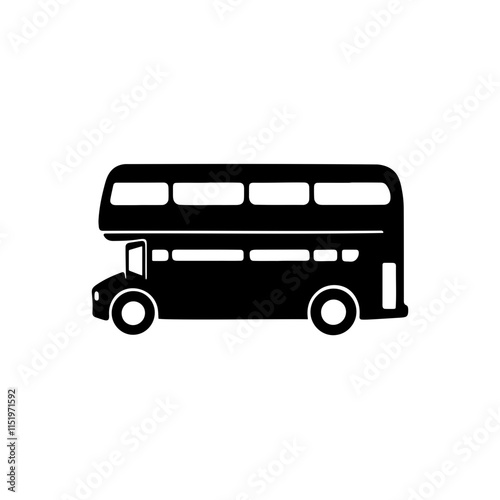 A double decker bus icon silhouette on white background