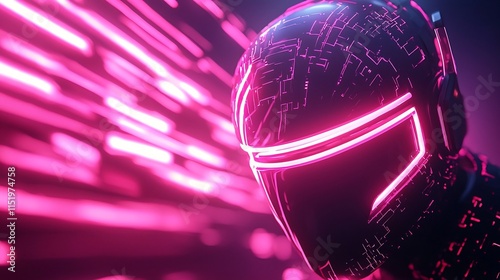 Digital Vertex Interface with Glowing Vibrant Pathways - Futuristic Tech Concept