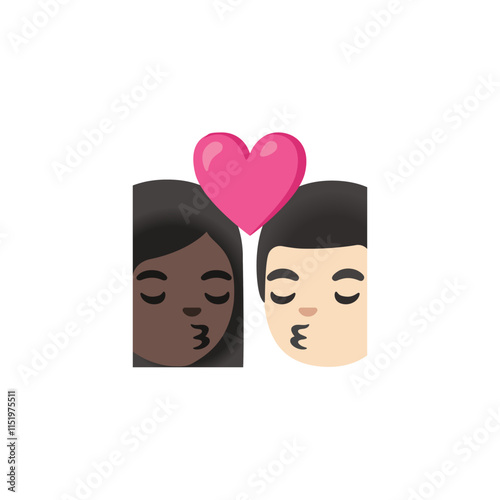 Interracial Couple Kissing Emoji
