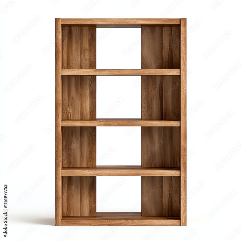 A wooden bookshelf with five shelves, featuring a minimalist design and a natural finish, suitable for organizing books and decorative items. A wooden bookshelf with five shelves, featuring a minimalist design and a natural finish, suitable for organizing books and decorative items.