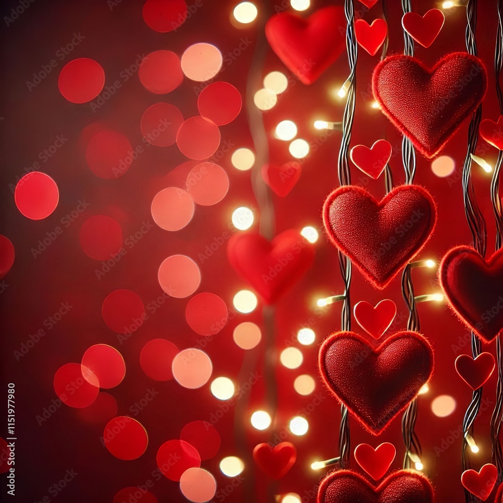 Red Hearts and Bokeh Background with Love Theme and Text Space. Created with Generative AI Technology Red Hearts and Bokeh Background with Love Theme and Text Space. Created with Generative AI Technology