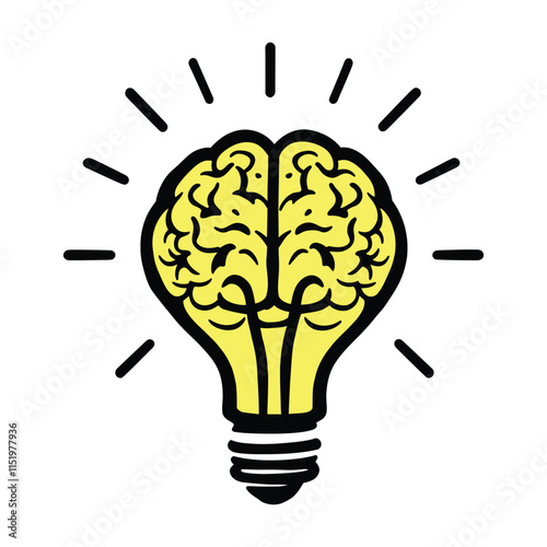 Bright Yellow Brain Lamp Graphic for Print and Digital Art