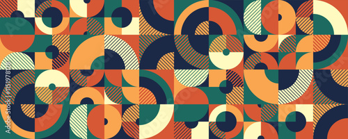 Seamless vector abstract background, geometric seamless pattern, tiling endless wallpaper with geometrical shapes structure in ethnic colors.