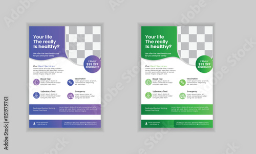 Corporate medical healthcare flyer or poster template layout design for print