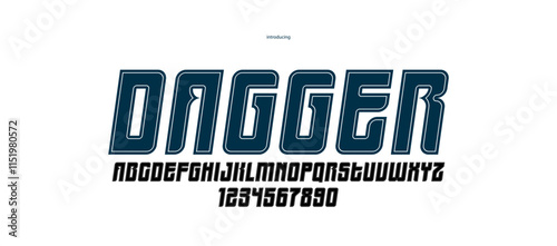 Bold italic sans serif display font for logos headers or slogans, vector thick and heavy geometric typeface