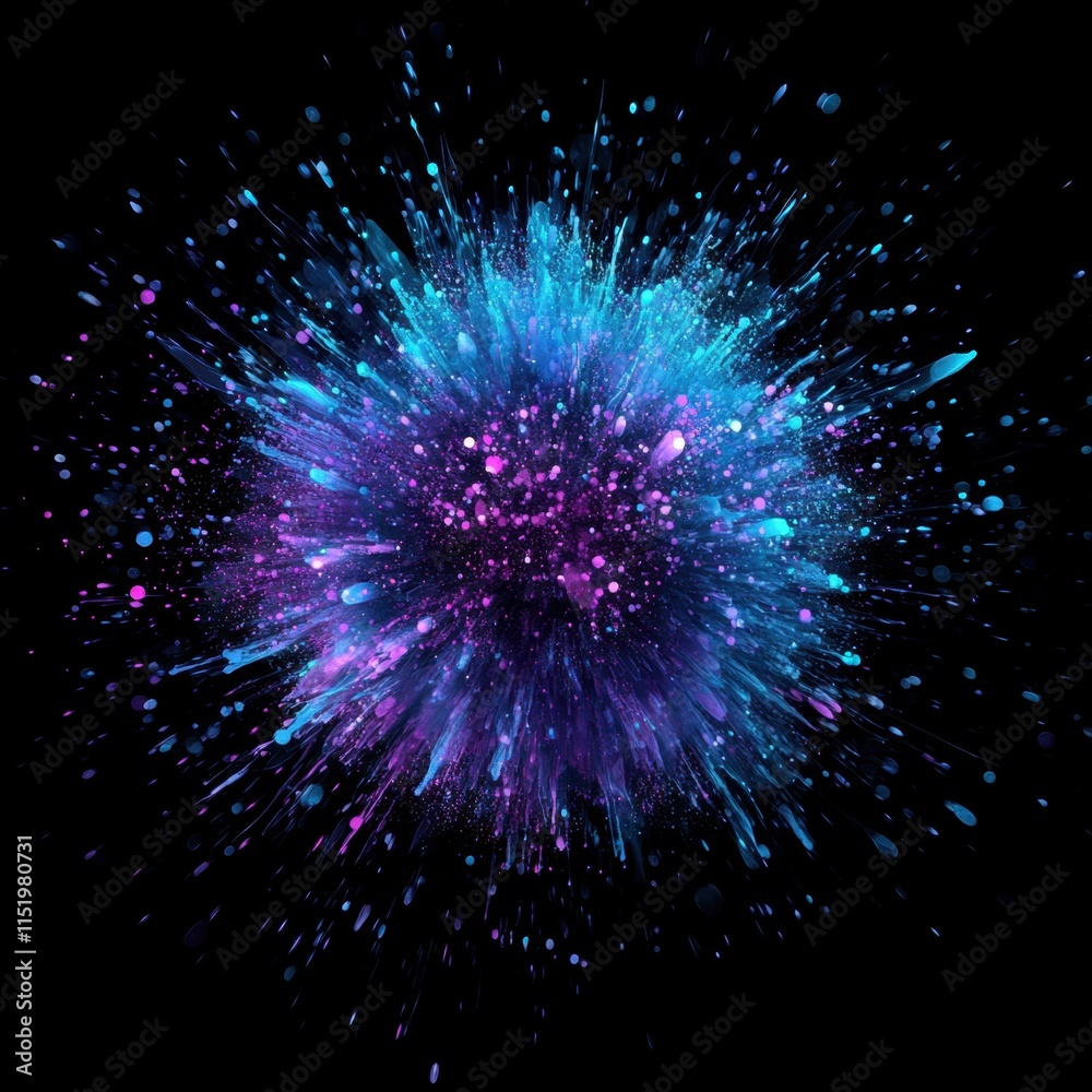 An abstract orb-shaped visual effect featuring a burst of blue and purple particles, creating an energetic and vibrant display. An abstract orb-shaped visual effect featuring a burst of blue and purple particles, creating an energetic and vibrant display.