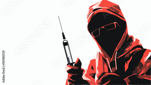 Drug addict. Illustration of a person abusing drugs.