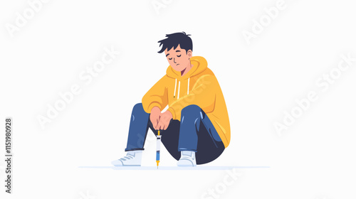Drug addict. Illustration of a person abusing drugs.