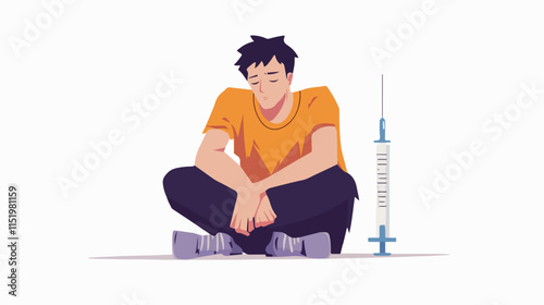 Drug addict. Illustration of a person abusing drugs.