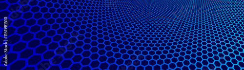 Hexagons pattern in 3D perspective vector abstract background, technology theme network and big data image.