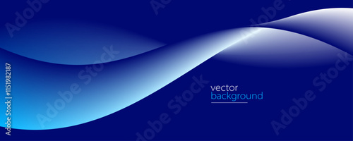 Flowing dark blue curve shape with soft gradient vector abstract background, relaxing and tranquil art, can illustrate health medical or sound of music.