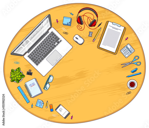 Wooden office desk workspac...