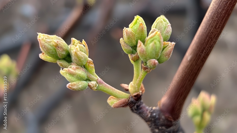 Delicate Spring Buds on a Branch Delicate Spring Buds on a Branch