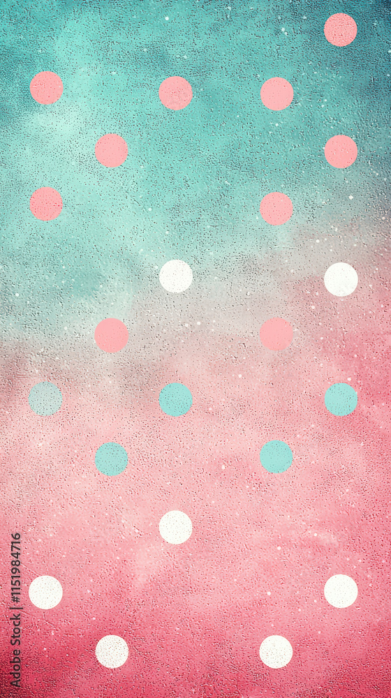 Colorful polka dots on textured background create playful atmosphere Colorful polka dots on textured background create playful atmosphere