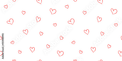 Heart pattern seamless vector. Valentine's Day gift wrapping paper design with cute hand drawn hearts.