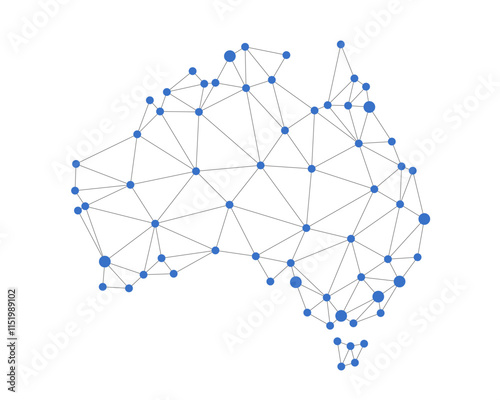 Australia map. Abstract geometric map - connection mesh lines.