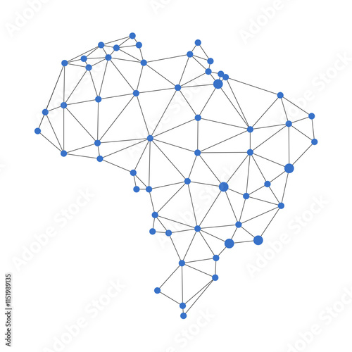 Brazil map. Abstract geometric map - connection mesh lines.
