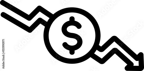 Currency Decline Line Icon