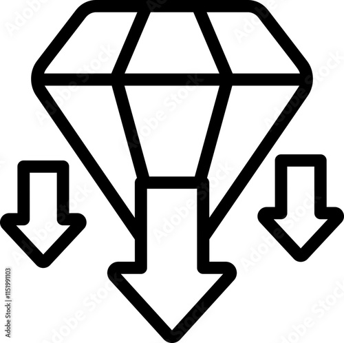 Low Value Diamond Line Icon
