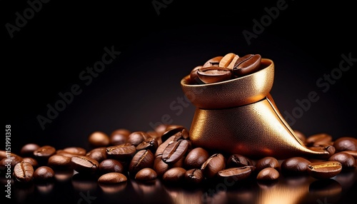 luxurious coffee beans on black