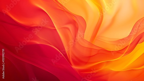 Vibrant Flow of Red and Yellow Silk Colors Creating Wave Patterns