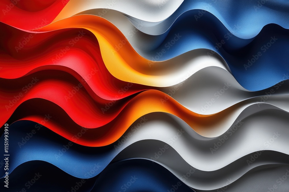 Abstract Wavy Pattern with Red, Orange, White, and Blue Colors Abstract Wavy Pattern with Red, Orange, White, and Blue Colors