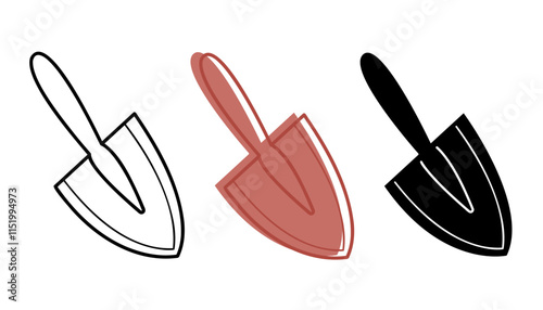 A small set with children garden shovel in different colors. Clip art for your projects.