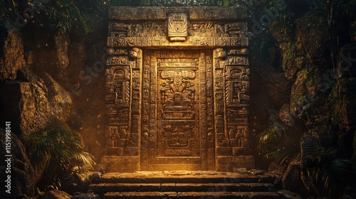 Ancient Mayan Gate in Jungle