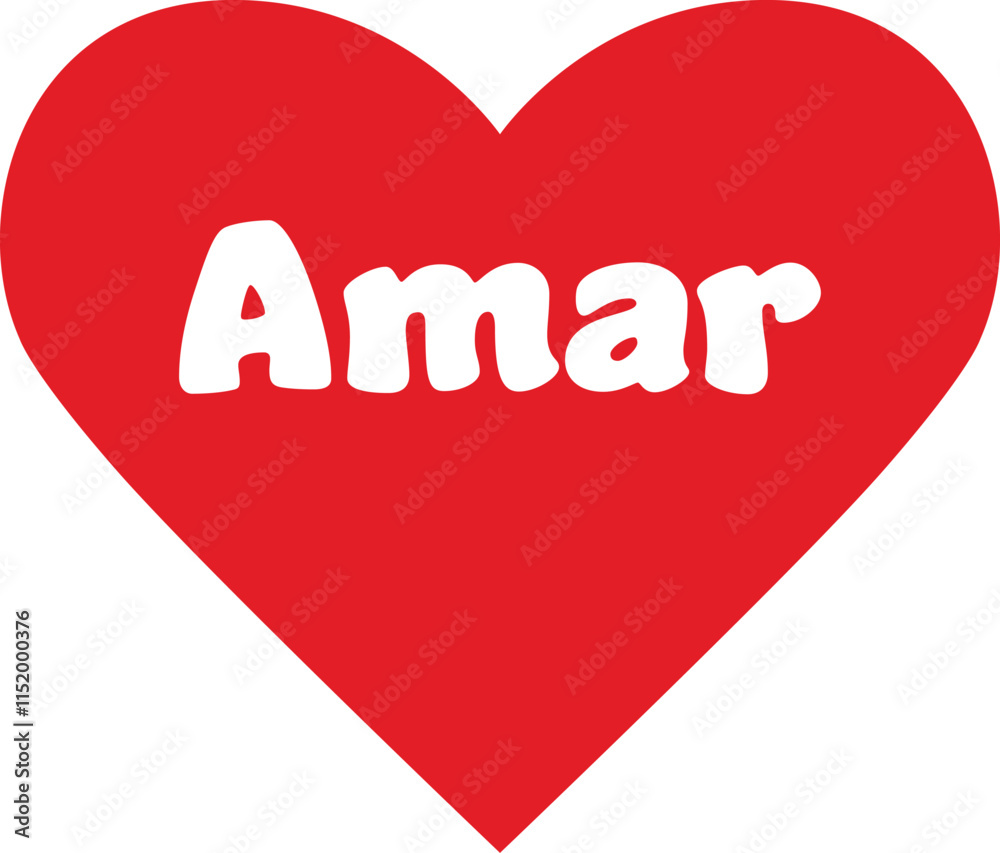 Simple red heart with the letters AMAR - Spanish for love - in white writing style of the sixties. Vector illustration EPS. Simple red heart with the letters AMAR - Spanish for love - in white writing style of the sixties. Vector illustration EPS.