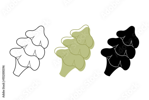 A small set with conifers in different colors. Clip art for your projects.