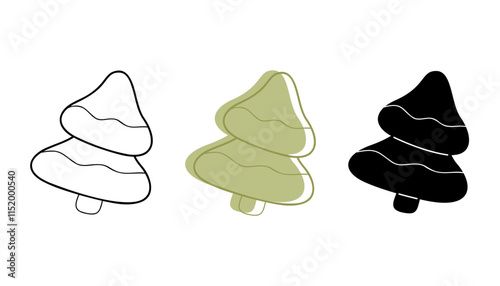 Set with conifers in different colors. Clip art for your projects.